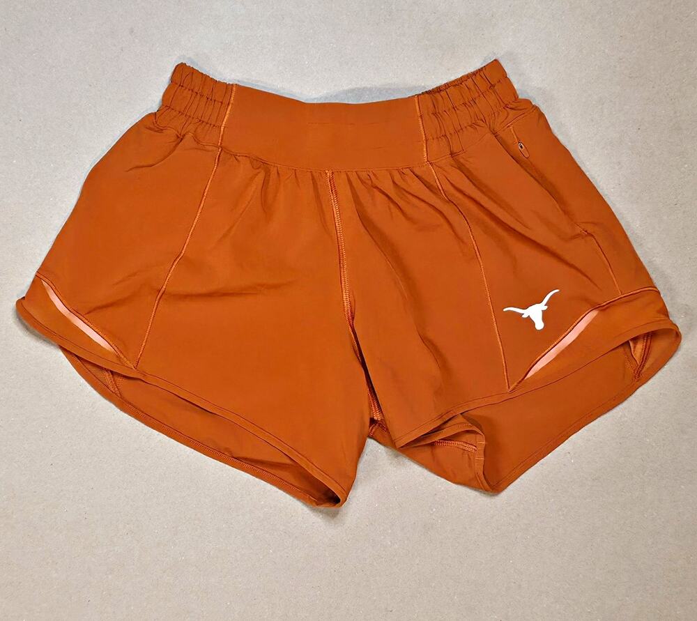 Lululemon Texas Longhorns Hotty Hot High Rise Shorts Burnt Orange Lined Size 4
